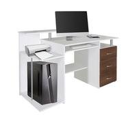 WORKSPACE H IV | 137x60 - Bureau blanc / noyer