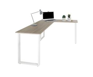 hjh OFFICE 830083 Bureau d'angle 165x120 cm WORKSPACE Basic I Gris/Blanc Bureau en L avec Structure en Acier