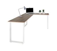 hjh OFFICE 830084 Bureau d'angle 165x120 cm WORKSPACE Basic I Noyer/Blanc Bureau en L avec piétement Acier