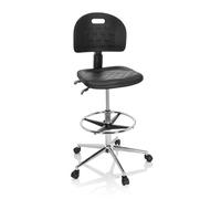 hjh OFFICE 830097 Tabouret de Travail Top Work 23 I Hauteur et Inclinaison du Dossier réglables, Mousse Rigide, Noir