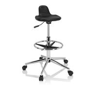 hjh OFFICE 830099 Tabouret de Travail Top Work 03 I Mousse Rigide, Siège Technique réglable en Position très Haute, Noir
