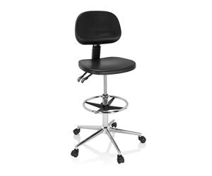 hjh OFFICE 830103 Tabouret de Travail Top Work 24 I Siège réglable en Position très Haute, Mousse Rigide, Noir