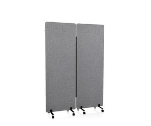 hjh OFFICE 891006 Cloison de Séparation Acoustique Mobiles FLEXMIUT 177 x 60 cm, Lot de 2, Paravent avec roulettes et Patins, Tissu Gris Foncé