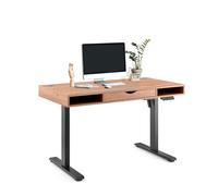 hjh OFFICE Bureau Worktime Style - 120 x 60 cm - Électrique, réglable en hauteur avec fonction mémoire, compte à rebours debout, hub USB, tiroir et compartiments de rangement, chêne/noir