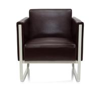 hjh OFFICE Canapé-lit 1 Place Aruba Similicuir Canapé rembourré Moderne avec Structure métallique, 78 x 67 x 71 cm, Marron