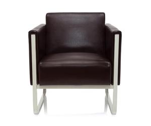 hjh OFFICE Canapé-lit 1 Place Aruba Similicuir Canapé rembourré Moderne avec Structure métallique, 78 x 67 x 71 cm, Marron