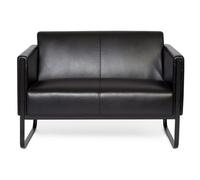 hjh OFFICE Canapé Lounge Bali Black Structure Noire Similicuir Lisse 2 Places Noir