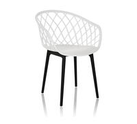 HJH Office Chaise BEGIO – Pieds en bois, coque d'assise en plastique, blanc