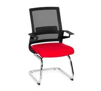 hjh OFFICE Chaise Bureau Cantilever Ergonomique avec Accoudoirs Inventor V Chaises de Réception pour Réunion, Conférence, Salle d’Attente, Tissu/Maille Respirante Rouge 732080