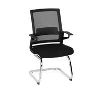 hjh OFFICE Chaise Bureau Cantilever Ergonomique avec Accoudoirs Inventor V Chaises de Réception pour Réunion, Conférence, Salle d’Attente, Tissu/Maille Respirante Noir 732060