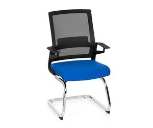 hjh OFFICE Chaise Bureau Cantilever Ergonomique avec Accoudoirs Inventor V Chaises de Réception pour Réunion, Conférence, Salle d’Attente, Tissu/Maille Respirante Bleu 732070