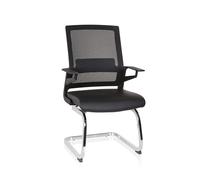 hjh OFFICE Chaise Bureau Cantilever Ergonomique avec Accoudoirs Inventor V Pro Chaises de Réception pour Réunion, Conférence, Salle d’Attente, Simili-Cuir/Maille Respirante Noir 732105