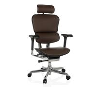 HJH Office – Chaise de bureau ERGOHUMAN GEN2 Cuir ergonomique 24h Soutien lombaire Marron