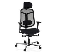 hjh OFFICE Chaise de Bureau Ergonomique Bicolore High Chaise pivotante avec Soutien Lombaire réglable, Assise inclinable et réglable en Profondeur, Noir/argenté