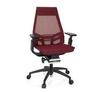 Chaise de bureau / chaise bureau GENIDIA SMART BLACK tissu maille rouge