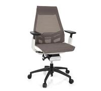 hjh OFFICE Chaise de Bureau Ergonomique GENIDIA Smart Fauteuil de Bureau à Dossier Respirant avec Support Lombaire, Maille Respirante Gris/Blanc 652889