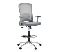 hjh OFFICE Chaise de bureau ergonomique Top Work 44 W - Chaise de travail haute réglable en maille - Accoudoirs réglables en hauteur, soutien lombaire et anneau de pied - Blanc
