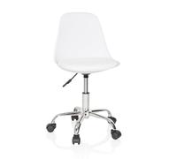 hjh OFFICE Chaise de Bureau pour Enfant Fancy II Chaise d'étude pivotante sans accoudoirs, Siège à roulettes avec Hauteur réglable, Blanc 742014