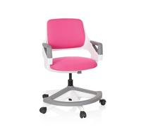 hjh OFFICE Chaise de Bureau pour Enfants et Adolescents Kid Flex Tissu Chaise de Bureau évolutive, Repose-Pieds & Dossier réglables Rose