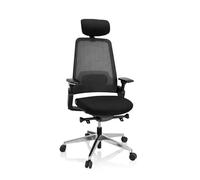 hjh OFFICE Chaise de Bureau Professionnelle BRACIO Tissu/réseau Chaise pivotante Ergonomique, Profondeur d'assise réglable, Noir