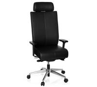 hjh OFFICE Chaise de Bureau Professionnelle Pro-TEC XXL Cuir Noir Fauteuil de Direction Ergonomique, Charge maximale 150kg, Dossier Haut