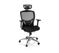 HJH Office Chaise de bureau Venus One – Tissu résille noir – Dossier réglable en hauteur
