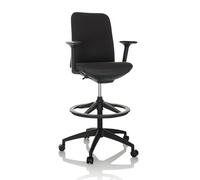 hjh OFFICE Chaise de comptoir NESTORA Work Tissu, Chaise de Travail Haute, Chaise pivotante avec Repose-Pieds réglable en Hauteur, Noir, 760021