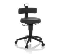 HJH Office Tabouret de travail Top Work Flex – réglable en hauteur, mobile, dossier, similicuir noir