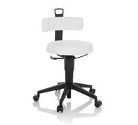 HJH Office Tabouret de travail Top Work Flex – réglable en hauteur, dossier, similicuir blanc