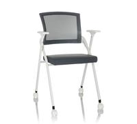 hjh OFFICE Chaise Visiteur Pliable Priority II W Tissu Chaise de conférence jusqu'à 150kg avec roulettes, Dossier résille, Gris