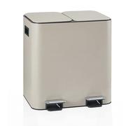 hjh OFFICE Clean 10 Poubelle de tri sélectif, 2 x 15 l, avec 2 compartiments, fermeture douce, pédale, anti-odeur, facile à nettoyer, beige