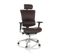 hjh OFFICE Fauteuil de Direction Professionnel Ergo-U2 L Cuir Chaise de Bureau Ergonomique, Soutien Lombaire Flexible, Dossier réglable en Hauteur, Marron foncé 651104