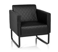 hjh OFFICE Fauteuil Lounge 1 Place Aruba Black Similicuir Fauteuil rembourré Moderne avec Structure en Acier, 78 x 67 x 71 cm, Noir