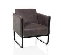 hjh OFFICE Fauteuil lounge 1 place Aruba Retro, canapé lounge moderne au design tendance, assise rembourrée, revêtement en cuir synthétique facile d'entretien, gris