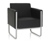 hjh OFFICE Fauteuil Lounge 1 Place Aruba Step Similicuir Canapé rembourré Moderne avec Structure métallique, 78 x 67 x 71 cm, Noir