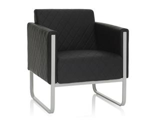 hjh OFFICE Fauteuil Lounge 1 Place Aruba Step Similicuir Canapé rembourré Moderne avec Structure métallique, 78 x 67 x 71 cm, Noir