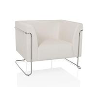 hjh OFFICE Fauteuil lounge 1 place Curacao Cord, canapé moderne au design tendance, avec rembourrage confortable en tissu côtelé résistant, blanc