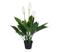 hjh OFFICE Fleurs artificielles en pot de 80 cm - SPATHIPHYLLUM - Plante d'intérieur - Lys de la paix artificiel - Plante décorative avec 3 fleurs