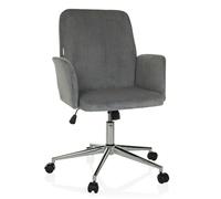 hjh OFFICE Homeoffice Chaise rembourrée avec Aspect Velours côtelé SOLAO Cord Chaise de Bureau Chaise pivotante avec roulettes réglable en Hauteur, Gris