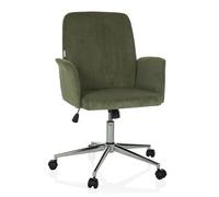 hjh OFFICE Homeoffice Chaise rembourrée avec Aspect Velours côtelé SOLAO Cord Chaise de Bureau Chaise pivotante avec roulettes réglable en Hauteur, Vert foncé