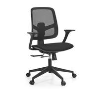 hjh Office MALIO - Chaise de Bureau Ergonomique - Dossier réglable en Hauteur - Réglage de la Profondeur d'assise - Tissu en Maille Respirante - Accoudoirs Design - Chaise pivotante en Noir