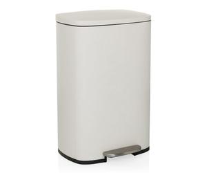 hjh OFFICE Poubelle 50L, Poubelle à pédale avec couvercle, Softclose CLEAN XV Poubelle en acier avec seau intérieur, pour cuisine, bureau, Beige, 64x30x42,5 cm