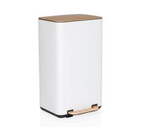 hjh OFFICE Poubelle de cuisine, 30 litres CLEAN NATURA Softclose Poubelle en métal, Poubelle à pédale avec seau intérieur, crème/noix