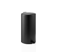 hjh OFFICE Poubelle ronde 30 L, poubelle à pédale avec couvercle, Softclose CLEAN STEP 2, poubelle métallique avec seau intérieur, Noir
