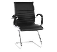hjh OFFICE Siège de conférence Parma V Cuir Noir/Chrome Chaise à piétement Luge Chaise Visiteur avec accoudoirs