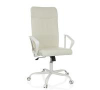 hjh OFFICE STRYKA W Chaise de bureau pivotante respirante avec dossier extra haut, mécanisme à bascule et soutien lombaire rembourré, beige