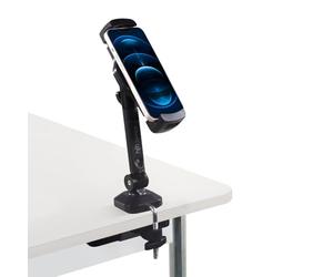 hjh OFFICE Support pour téléphone Portable et Tablette Table FLEXMOBI III Support pour téléphone Portable pivotant & inclinable, 4.7-12.9 Pouces, Aluminium Noir, 930001