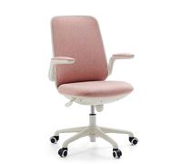 hjh OFFICE Swivelo Chaise pivotante ergonomique pour enfant en tissu velours, accoudoirs pliables, support lombaire flexible en forme de papillon, chaise pivotante à partir de 10 ans, rose