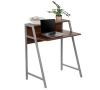 hjh OFFICE Table d’Ordinateur pour Bureau Dumont Table Informatique, Poste de Travail, 78 x 50,5 x 89 cm, Noyer/argenté 634721