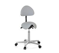 hjh OFFICE Tabouret de Travail avec Dossier Top Work 20 PU Gris Tabouret de Selle avec roulettes réglable en Hauteur, inclinable